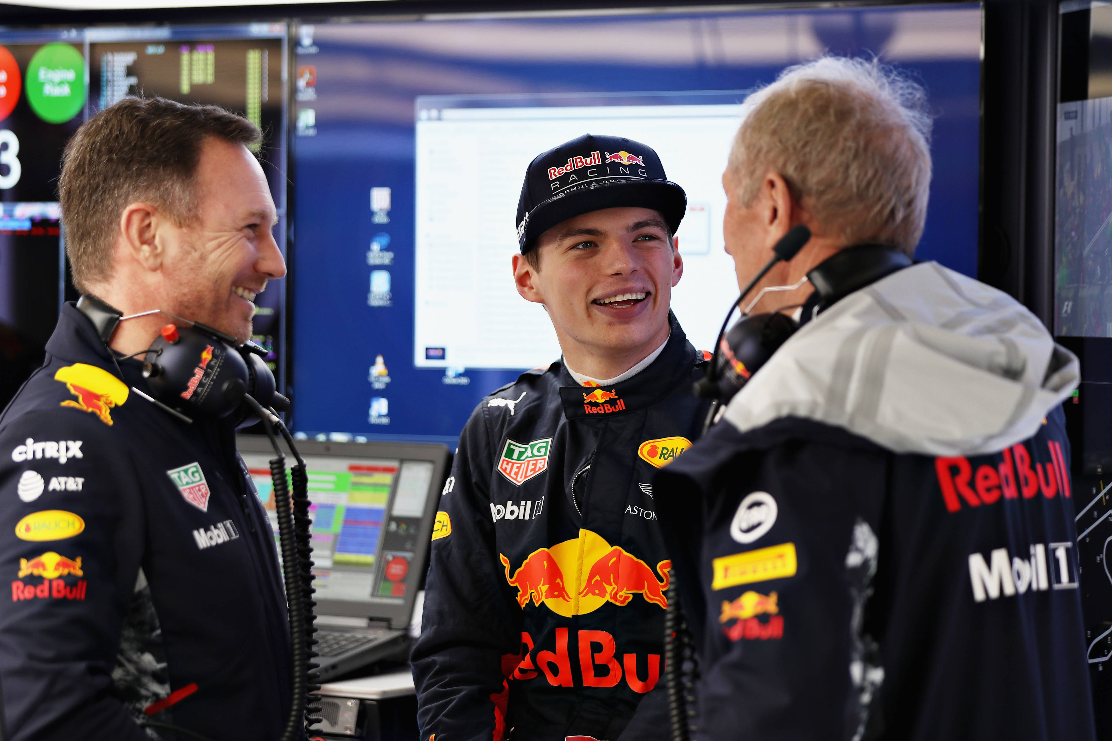 Christian Horner Max Verstappen Helmut Marko Red Bull F1